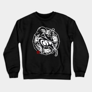 Goat Chinese Zodiac Sign Lunar New Year Tribal Design white Crewneck Sweatshirt